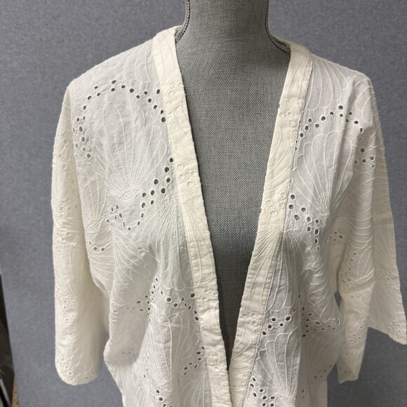 J.Jill Breezy Eyelet Seashell Jacket OS (Tagged S–L) NWT Coastal Boho Cream - Picture 8 of 9